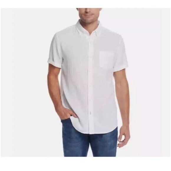 NEW Weatherproof Vintage Men's XL Original White Linen Blend Short Sleeve Shirt - Picture 1 of 8